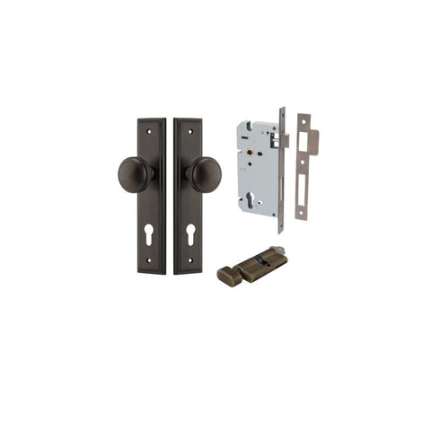IVER Paddington Door Knob On Stepped Backplate | Entrance Kit (Key/Thumb) | 9 Finishes - Signature Brass