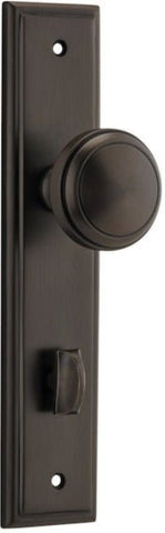 IVER Paddington Door Knob On Stepped Backplate | Privacy Lever Set Only | 9 Finishes - Signature Brass