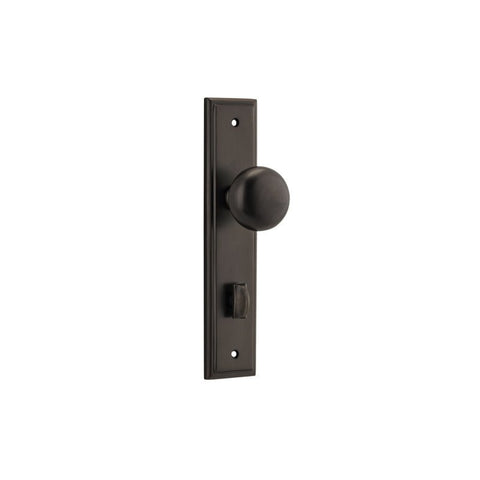 IVER Cambridge Door Knob On Stepped Backplate | Privacy Lever Set Only | 9 Finishes - Signature Brass