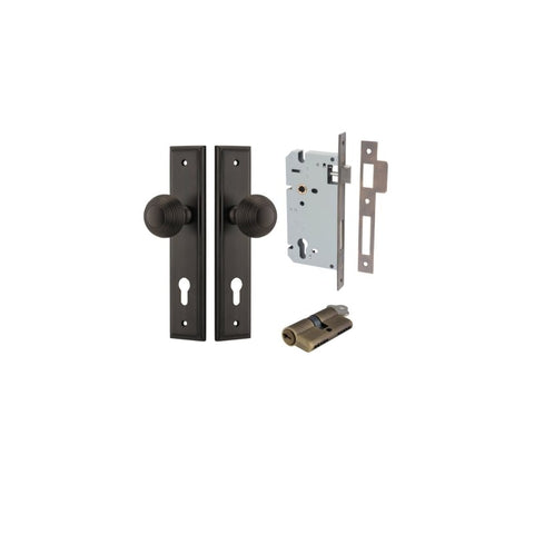 IVER Guildford Door Knob On Stepped Backplate | Entrance Kit (Key/Key) | 9 Finishes - Signature Brass