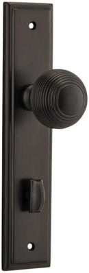 IVER Guildford Door Knob On Stepped Backplate | Privacy Lever Set Only | 9 Finishes - Signature Brass