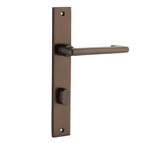 Iver Baltimore Return Door Lever on Rectangular Backplate | Privacy Lever Set Only | 7 Finishes - Signature Brass
