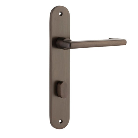 Iver Baltimore Return Solid Brass Door Lever on Oval Backplate | Privacy Lever Set Only | 7 Finishes - Signature Brass