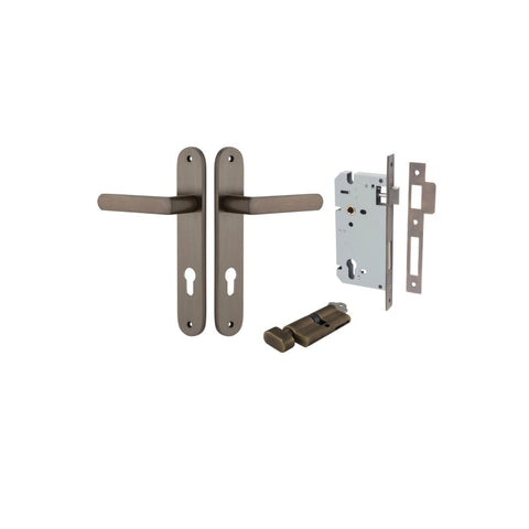 IVER Osaka Door Lever Handle On Oval Backplate | Entrance Kit (Key/Thumb) | 6 Finishes - Signature Brass