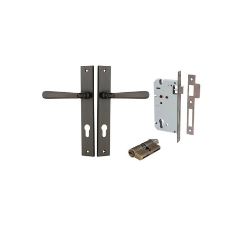 IVER Copenhagen Door Lever Handle On Rectangular Backplate | Entrance Kit (Key/Key) | 7 Finishes - Signature Brass