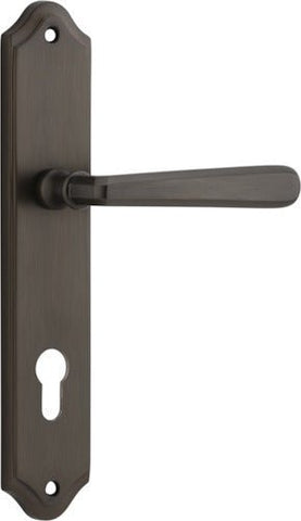 Iver Copenhagen Door Lever Handle on Shouldered Backplate | Entrance Lever Set Only | 7 Finishes - Signature Brass