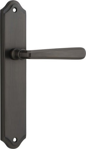 Iver Copenhagen Door Lever Handle on Shouldered Backplate | Passage Lever Set Only | 7 Finishes - Signature Brass