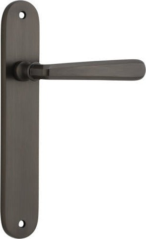 Iver Copenhagen Solid Brass Door Lever on Oval Backplate | Passage Lever Set Only | 7 Finishes - Signature Brass