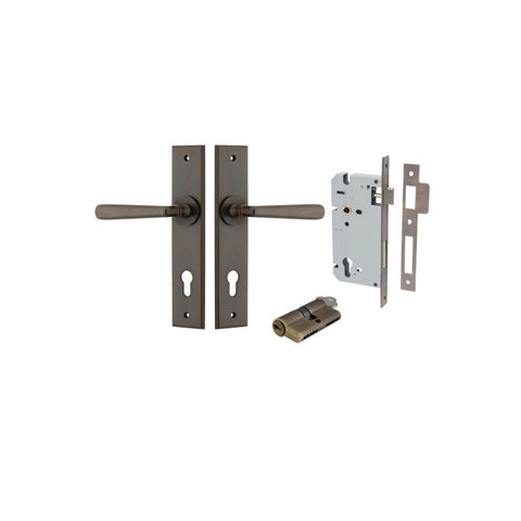 Iver Copenhagen Door Lever on Chamfered Backplate — Entrance Kit — Key/Key