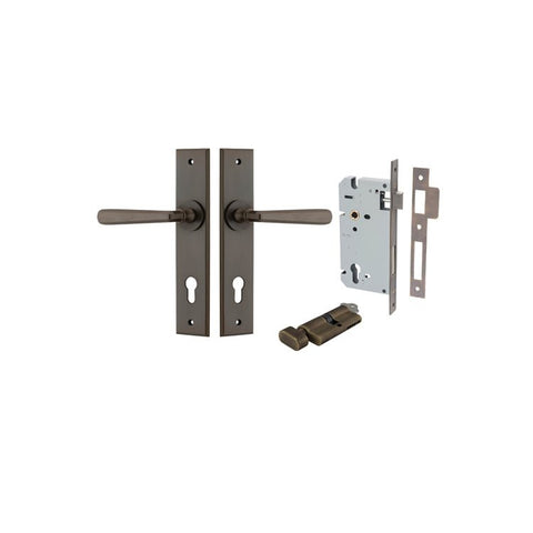 Iver Copenhagen Door Lever on Chamfered Backplate — Entrance Kit — Key/Thumb