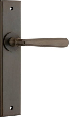 Iver Copenhagen Door Lever on Chamfered Backplate — Passage Lever Set Only