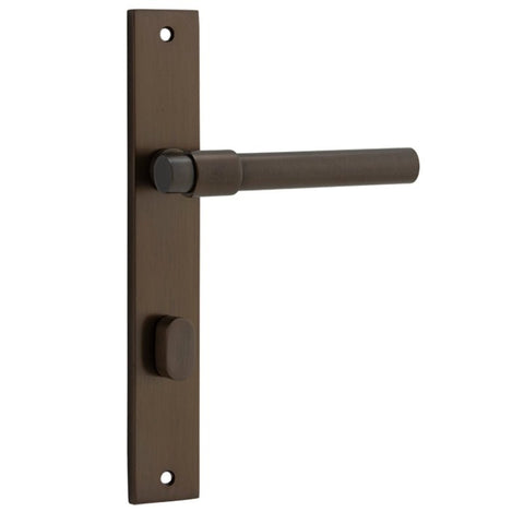 IVER Helsinki Door Lever Handle On Rectangular Backplate | Privacy Lever Set Only | 7 Finishes - Signature Brass