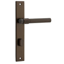 IVER Helsinki Door Lever Handle On Rectangular Backplate | Privacy Lever Set Only | 7 Finishes - Signature Brass