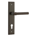 IVER Helsinki Door Lever Handle On Stepped Backplate | Entrance Lever Set Only | 7 Finishes - Signature Brass