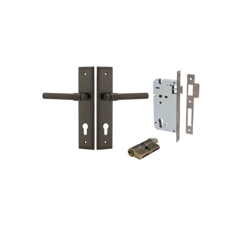 IVER Helsinki Door Lever Handle On Stepped Backplate | Entrance Kit (Key/Key) | 7 Finishes - Signature Brass