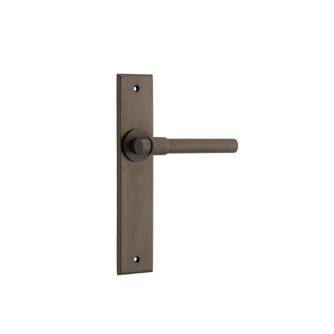 IVER Helsinki Door Lever Handle On Chamfered Backplate | Passage Lever Set Only | 7 Finishes - Signature Brass
