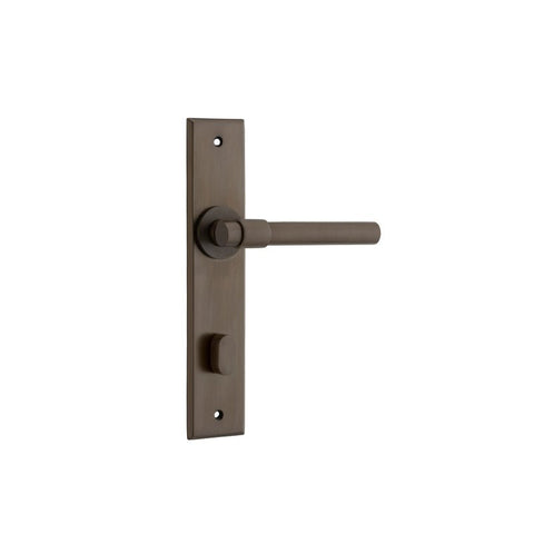 IVER Helsinki Door Lever Handle On Chamfered Backplate | Privacy Lever Set Only | 7 Finishes - Signature Brass