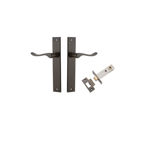 IVER Stirling Door Lever Handle On Rectangular Backplate | Passage Kit | 8 Finishes - Signature Brass
