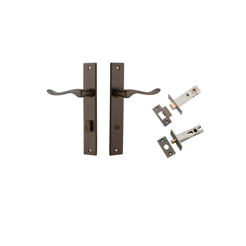 IVER Stirling Door Lever Handle On Rectangular Backplate | Separate Privacy Kit | 8 Finishes - Signature Brass
