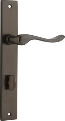 IVER Stirling Door Lever Handle On Rectangular Backplate | Privacy Lever Set Only | 8 Finishes - Signature Brass