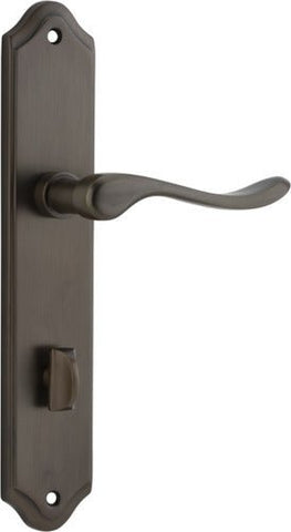 IVER Stirling Door Lever Handle On Shouldered Backplate | Privacy Lever Set Only | 8 Finishes - Signature Brass