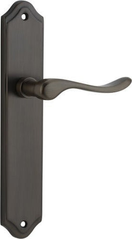IVER Stirling Door Lever Handle On Shouldered Backplate | Passage Lever Set Only | 8 Finishes - Signature Brass