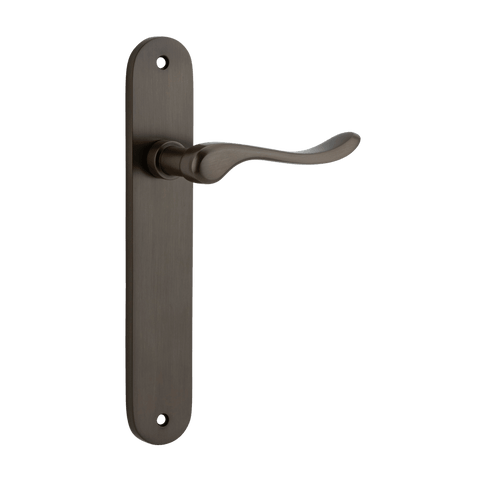 Iver Stirling Solid Brass Door Lever on Oval Backplate | Passage Lever Set Only | 8 Finishes - Signature Brass