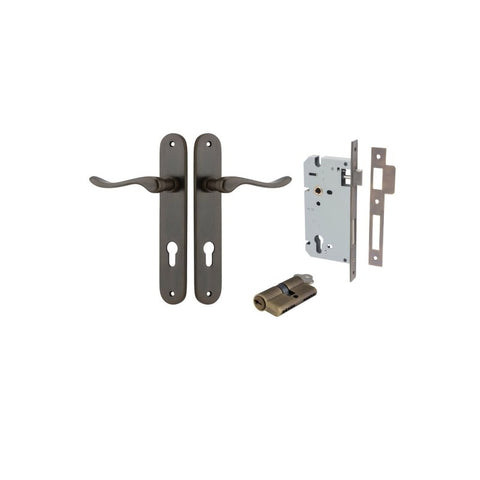 Iver Stirling Solid Brass Door Lever on Oval Backplate | Entrance Kit (Key/Key) | 8 Finishes - Signature Brass