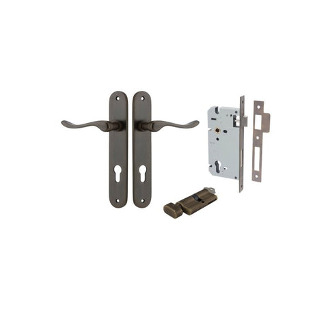 Iver Stirling Solid Brass Door Lever on Oval Backplate | Entrance Kit (Key/Thumb) | 8 Finishes - Signature Brass