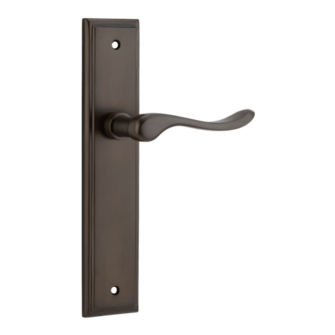 IVER Stirling Door Lever Handle On Stepped Backplate | Passage Lever Set Only | 8 Finishes - Signature Brass