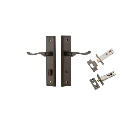 IVER Stirling Door Lever Handle On Stepped Backplate | Separate Privacy Kit | 8 Finishes - Signature Brass