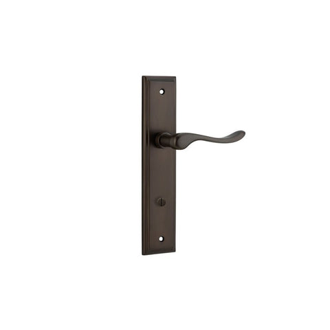 IVER Stirling Door Lever Handle On Stepped Backplate | Privacy Lever Set Only | 8 Finishes - Signature Brass
