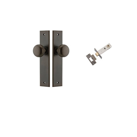 IVER Cambridge Door Knob On Chamfered Backplate | Passage Kit | 9 Finishes - Signature Brass