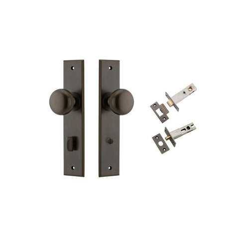 IVER Cambridge Door Knob On Chamfered Backplate | Separate Privacy Kit | 9 Finishes - Signature Brass