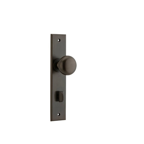 IVER Cambridge Door Knob On Chamfered Backplate | Privacy Lever Set Only | 9 Finishes - Signature Brass