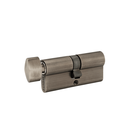 Bronze cylindrical lock on a white background