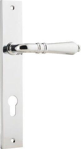 IVER Sarlat Lever Door Handle On Rectangular Backplate | Entrance Lever Set Only | 10 Finishes - Polished Chrome