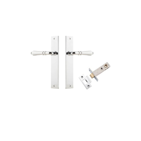 IVER Sarlat Lever Door Handle On Rectangular Backplate | Passage Kit | 10 Finishes - Polished Chrome