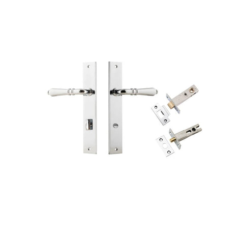 IVER Sarlat Lever Door Handle On Rectangular Backplate | Separate Privacy Kit | 10 Finishes - Polished Chrome