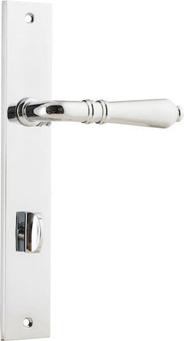 IVER Sarlat Lever Door Handle On Rectangular Backplate | Privacy Lever Set Only | 10 Finishes - Polished Chrome