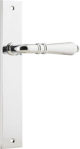 IVER Sarlat Lever Door Handle On Rectangular Backplate | Passage Lever Set Only | 10 Finishes - Polished Chrome