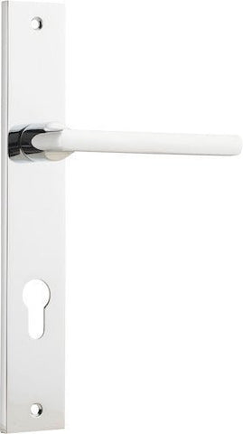 IVER Baltimore Door Lever Handle On Rectangular Backplate | Entrance- Lever Only | 7 Finishes - Polished Chrome