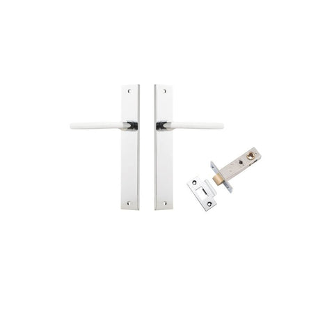 IVER Baltimore Door Lever Handle On Rectangular Backplate | Passage Kit | 7 Finishes - Polished Chrome