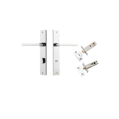 IVER Baltimore Door Lever Handle On Rectangular Backplate | Separate Privacy Kit | 7 Finishes - Polished Chrome