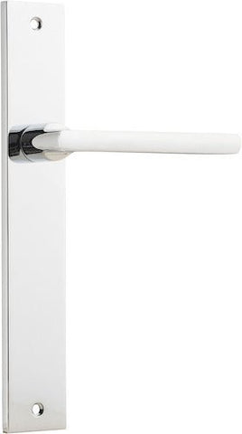 IVER Baltimore Door Lever Handle On Rectangular Backplate | Passage- Lever Only | 7 Finishes - Polished Chrome