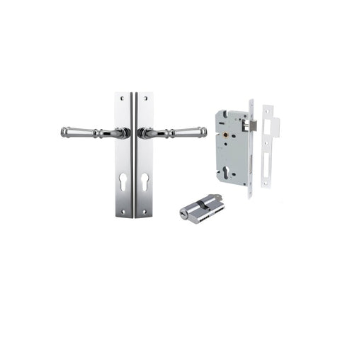 IVER Verona Door Lever Handle On Rectangular Backplate | Entrance Kit (Key/Key) | 9 Finishes - Polished Chrome