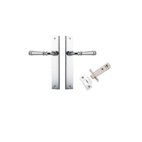 IVER Verona Door Lever Handle On Rectangular Backplate | Passage Kit | 9 Finishes - Polished Chrome