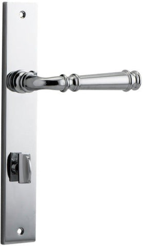 IVER Verona Door Lever Handle On Rectangular Backplate | Privacy Lever Set Only | 9 Finishes - Polished Chrome