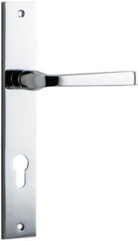 IVER Annecy Door Lever Handle On Rectangular Backplate | Entrance Lever Set Only | 9 Finishes - Polished Chrome