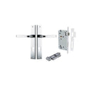 IVER Annecy Door Lever Handle On Rectangular Backplate | Entrance Kit (Key/Thumb) | 9 Finishes - Polished Chrome
